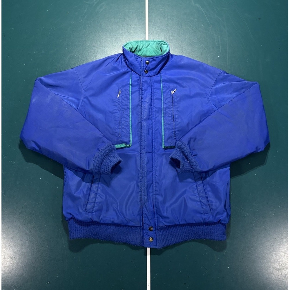 Vintage Pendleton Bomber Jacket Men M Lobo Blue Purple Plaid Wool Thinsulate 80s - Picture 2 of 16